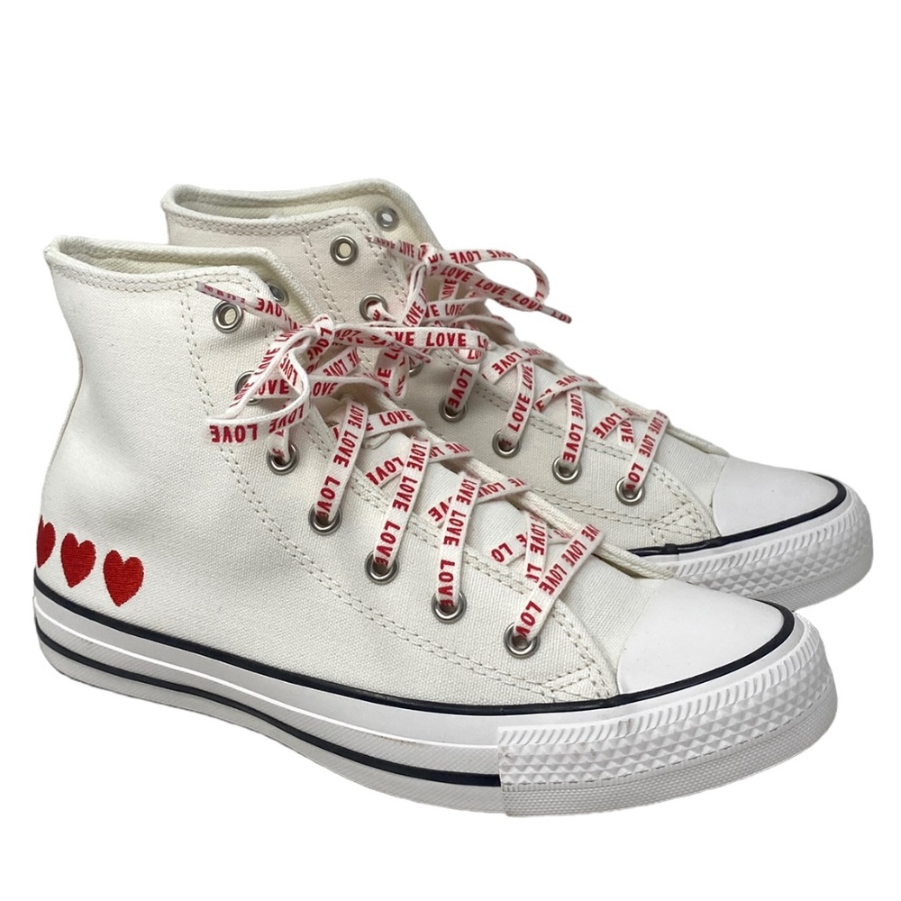 Converse Chuck Taylor High Sneakers Canvas Women's Kids Shoes Red White A02655F - Picture 2 of 10